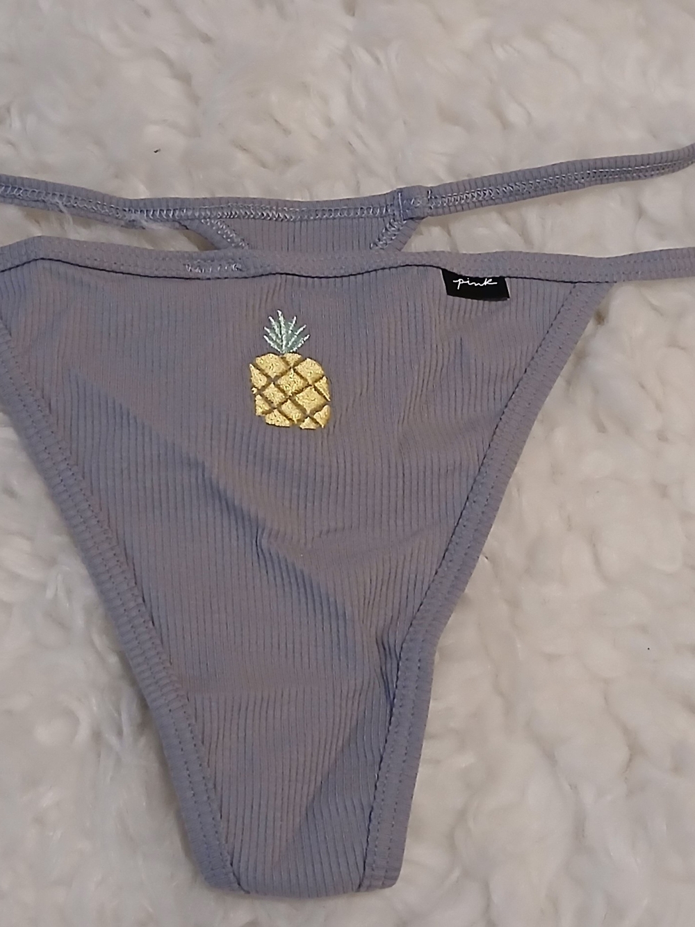 PINK  Victorias Secret V STRING pantie Gray Pinneapple Logo XXL